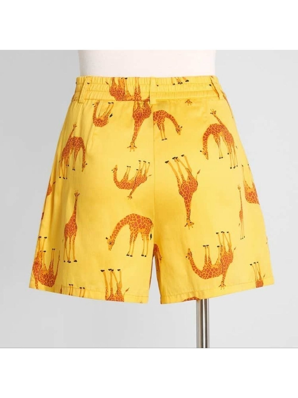 ModCloth High Rise Giraffe Print Yellow Shorts - Picture 2 of 6